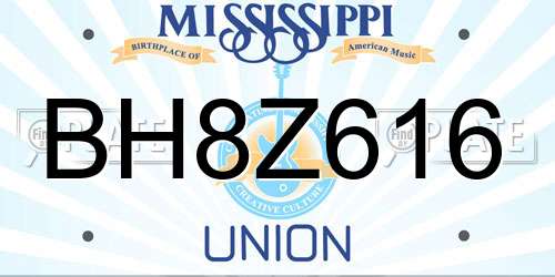 BH8Z616 Mississippi License Plate