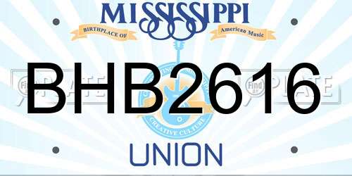 BHB2616 Mississippi License Plate