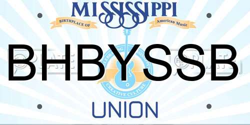 BHBYSSB Mississippi License Plate