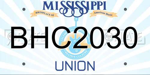 BHC2030 Mississippi License Plate
