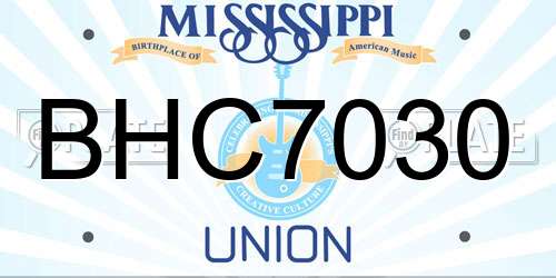 BHC7030 Mississippi License Plate