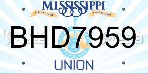 BHD7959 Mississippi License Plate