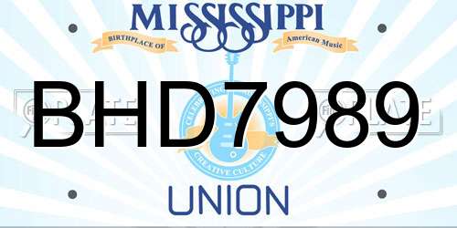 BHD7989 Mississippi License Plate