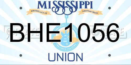 BHE1056 Mississippi License Plate
