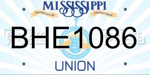 BHE1086 Mississippi License Plate