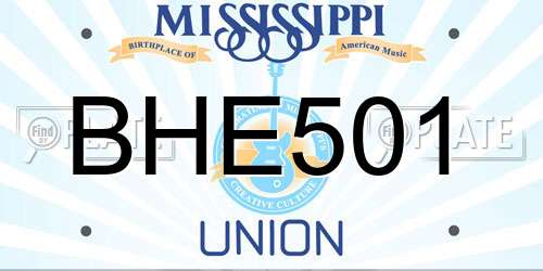 BHE501 Mississippi License Plate
