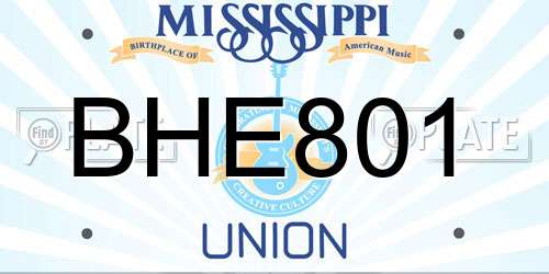 BHE801 Mississippi License Plate