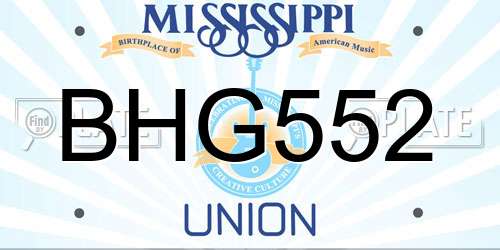 BHG552 Mississippi License Plate