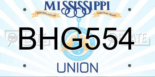 BHG554 Mississippi License Plate