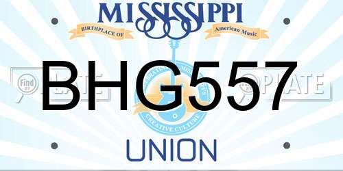BHG557 Mississippi License Plate