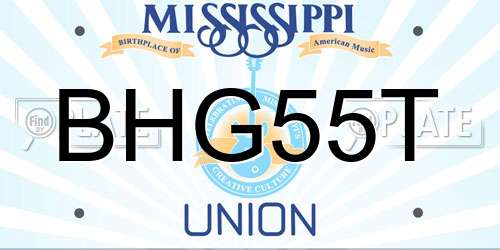 BHG55T Mississippi License Plate