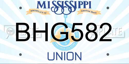 BHG582 Mississippi License Plate