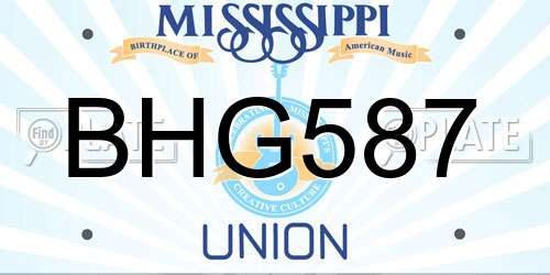 BHG587 Mississippi License Plate