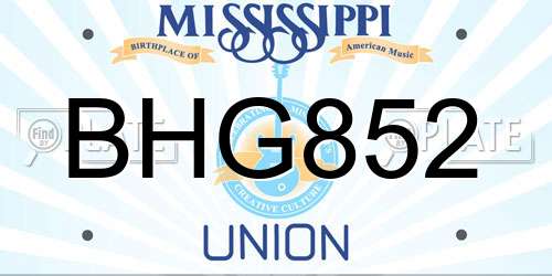 BHG852 Mississippi License Plate