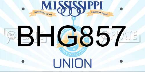 BHG857 Mississippi License Plate