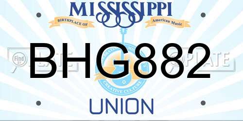 BHG882 Mississippi License Plate