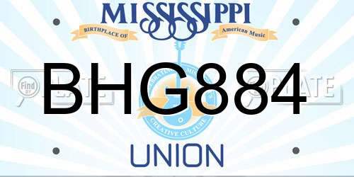 BHG884 Mississippi License Plate