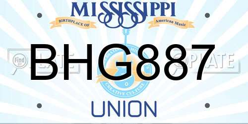 BHG887 Mississippi License Plate