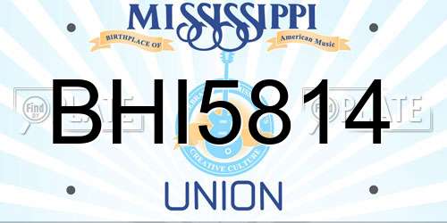 BHI5814 Mississippi License Plate