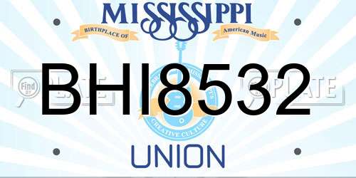 BHI8532 Mississippi License Plate