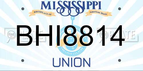 BHI8814 Mississippi License Plate