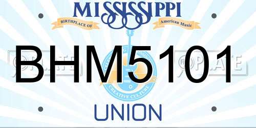 BHM5101 Mississippi License Plate