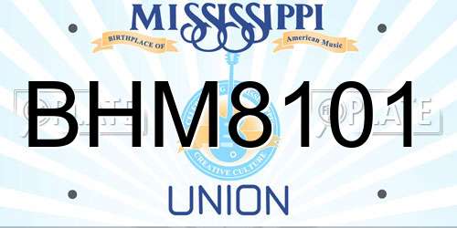 BHM8101 Mississippi License Plate