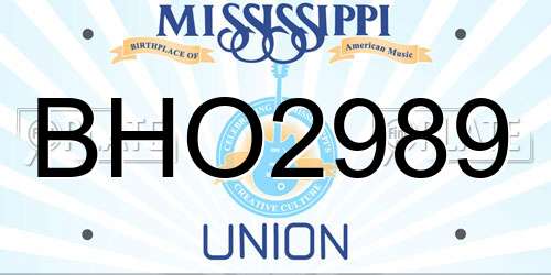 BHO2989 Mississippi License Plate