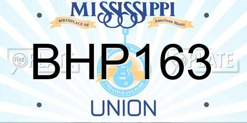 BHP163 Mississippi License Plate