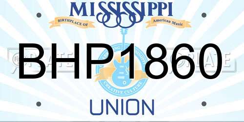 BHP1860 Mississippi License Plate