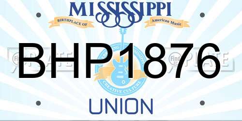 BHP1876 Mississippi License Plate