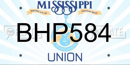 BHP584 Mississippi License Plate