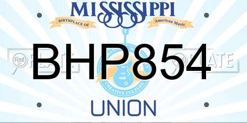 BHP854 Mississippi License Plate