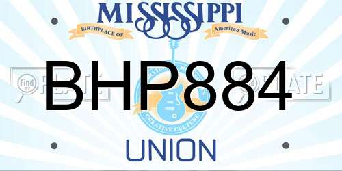BHP884 Mississippi License Plate