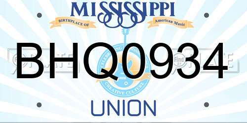 BHQ0934 Mississippi License Plate