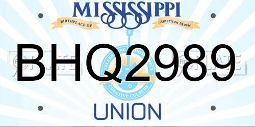 BHQ2989 Mississippi License Plate