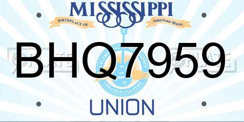 BHQ7959 Mississippi License Plate