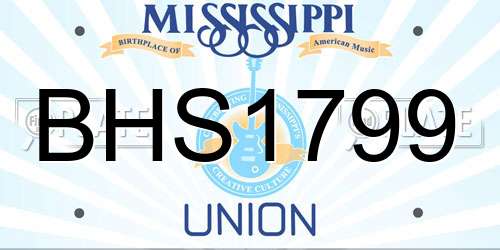 BHS1799 Mississippi License Plate