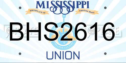 BHS2616 Mississippi License Plate