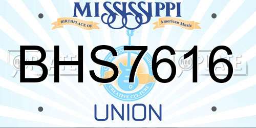 BHS7616 Mississippi License Plate