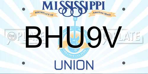 BHU9V Mississippi License Plate