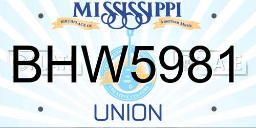 BHW5981 Mississippi License Plate