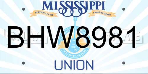 BHW8981 Mississippi License Plate