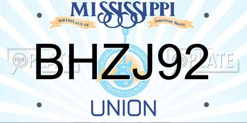 BHZJ92 Mississippi License Plate