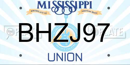 BHZJ97 Mississippi License Plate