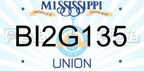 BI2G135 Mississippi License Plate