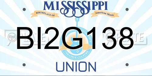 BI2G138 Mississippi License Plate