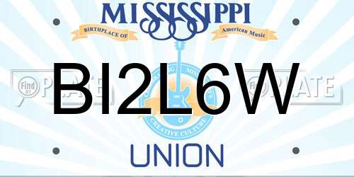 BI2L6W Mississippi License Plate