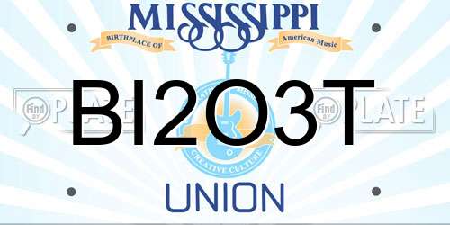 BI2O3T Mississippi License Plate