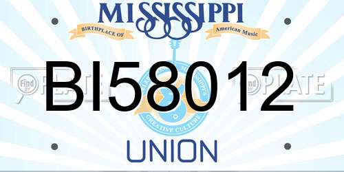 BI58012 Mississippi License Plate